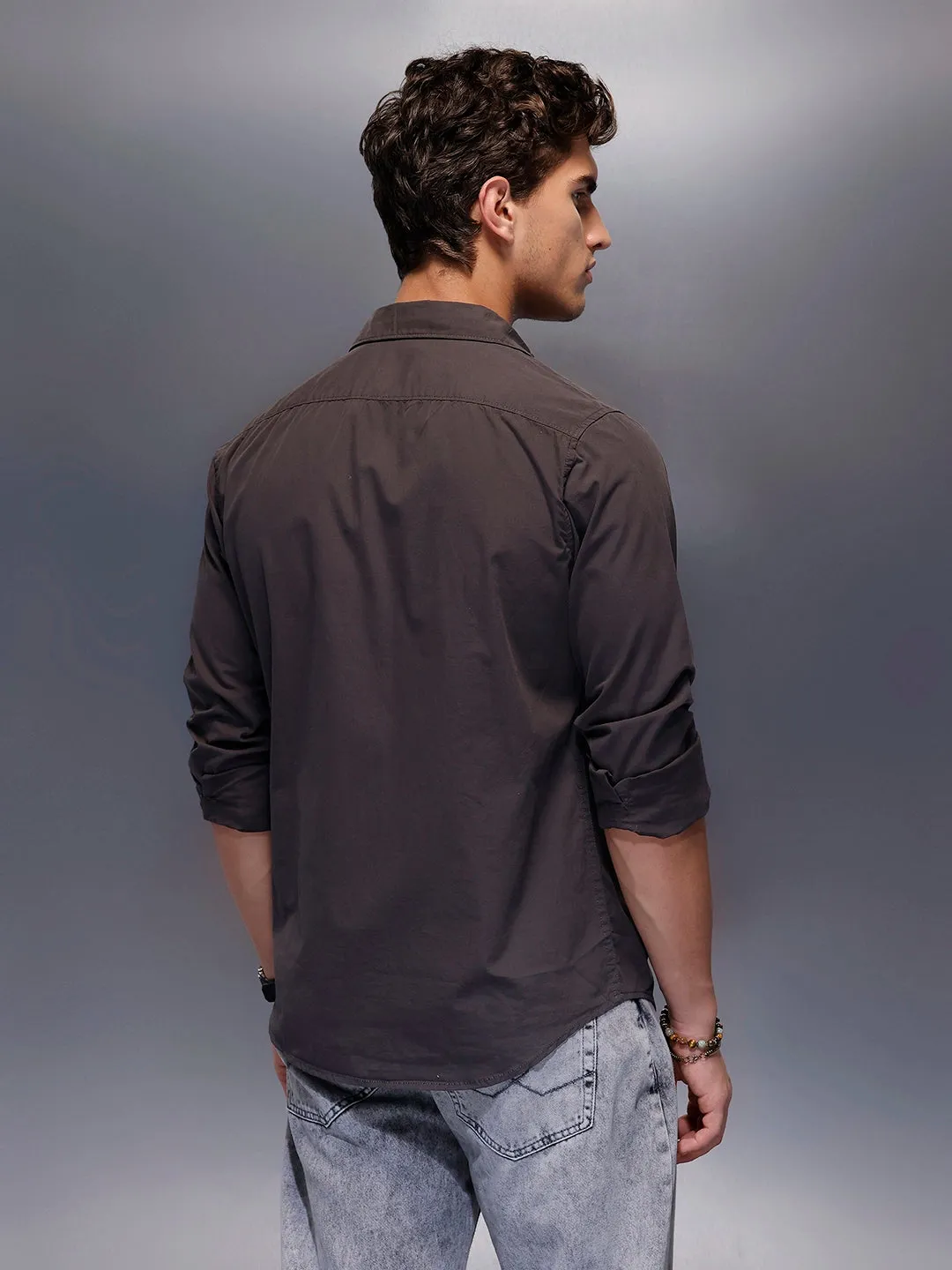 Men's Casual Slim Fit Shirt | Grey sold by Wrogn product image thumbnail 3