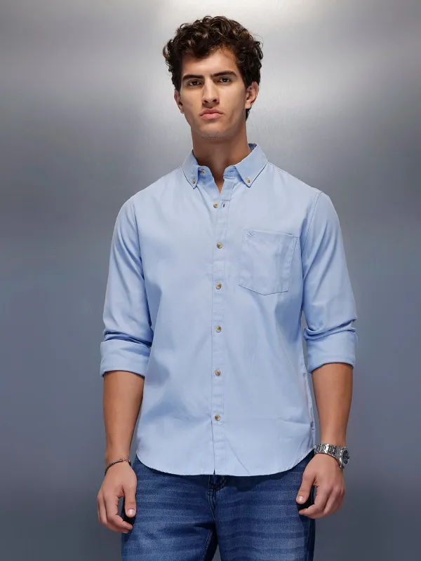 Men's Casual Slim Fit Shirt | Blue sold by Wrogn