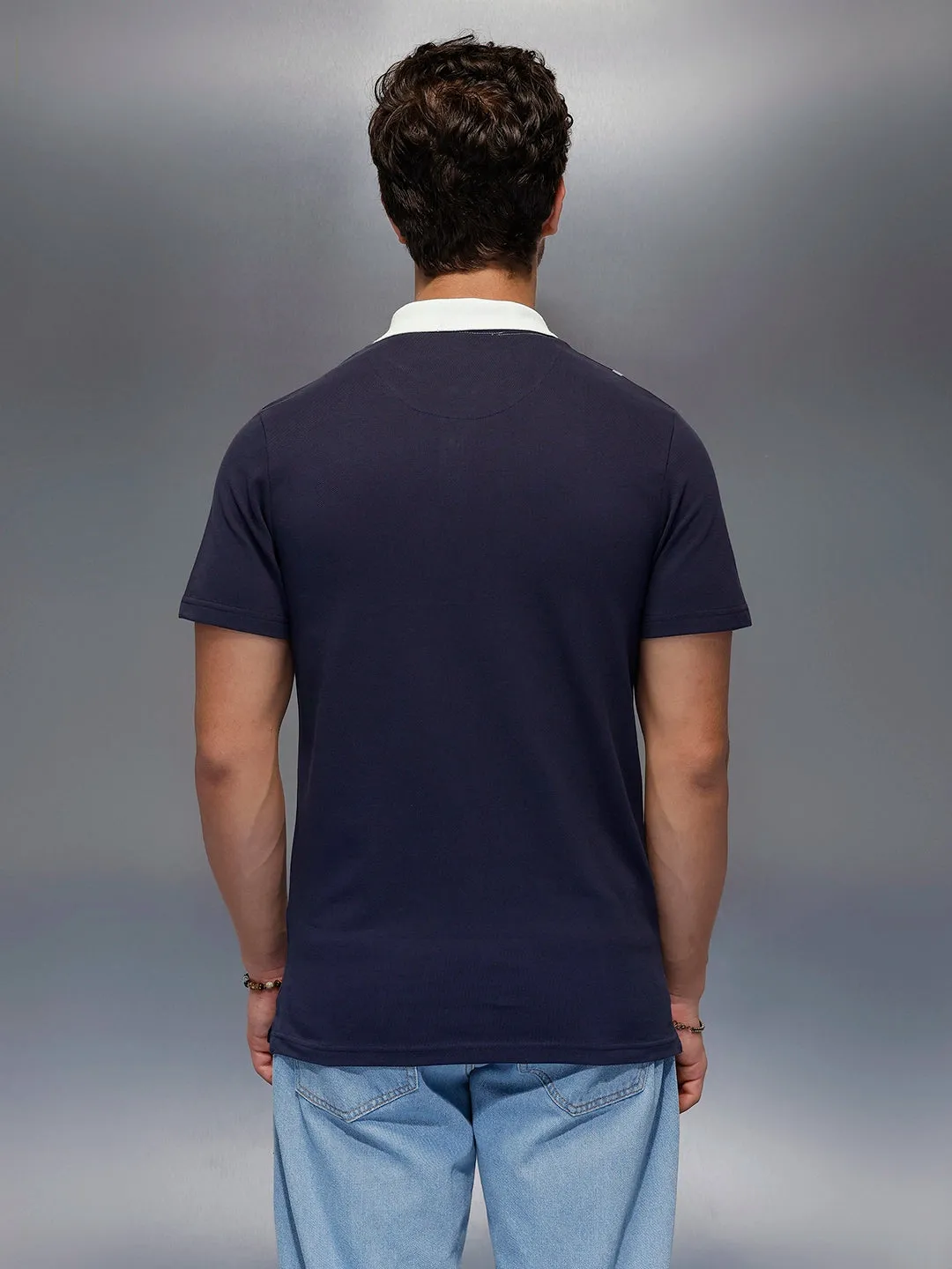 Classic Printed Regular Fit Polo | Blue sold by Wrogn product image thumbnail 3