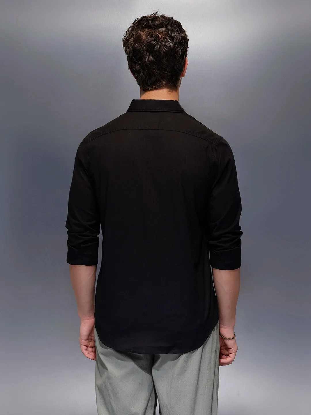 Men's Casual Slim Fit Shirt | Black sold by Wrogn product image thumbnail 3