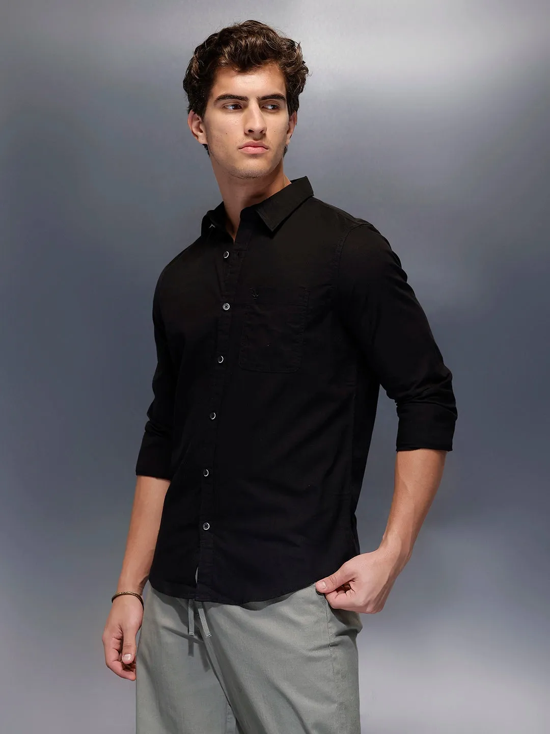 Men's Casual Slim Fit Shirt | Black sold by Wrogn product image thumbnail 4