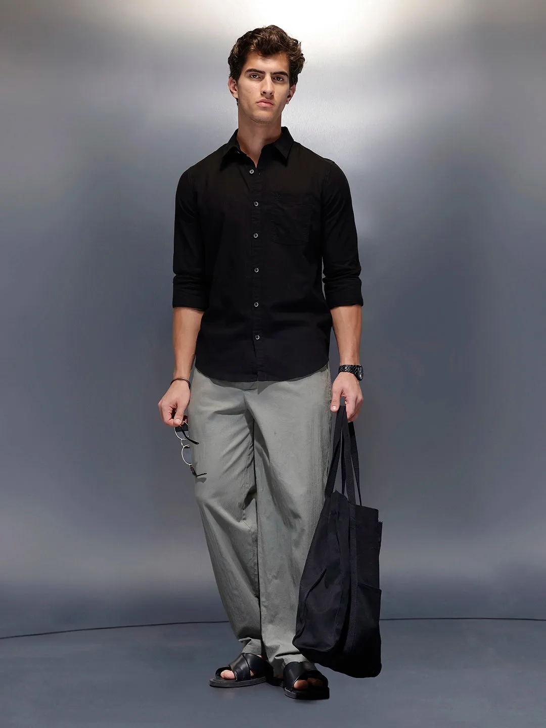 Men's Casual Slim Fit Shirt | Black sold by Wrogn product image thumbnail 2