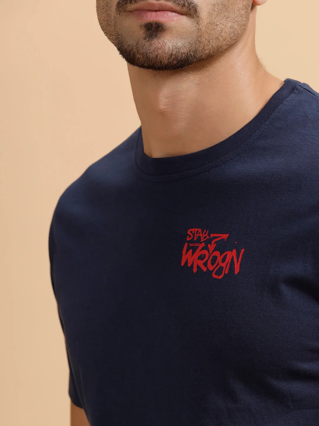 Solid Slim Fit T-Shirt | Navy Blue sold by Wrogn product image thumbnail 5