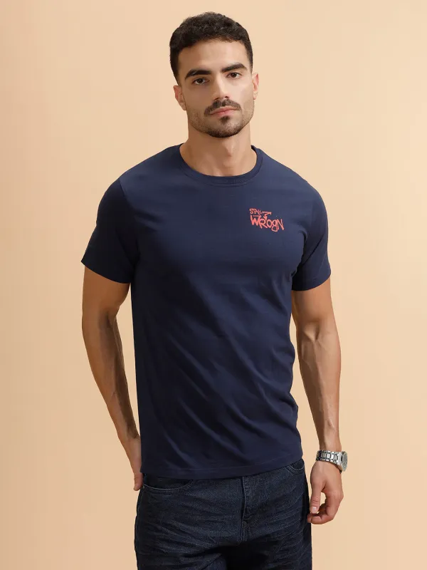Solid Slim Fit T-Shirt  | Navy Blue made by Wrogn