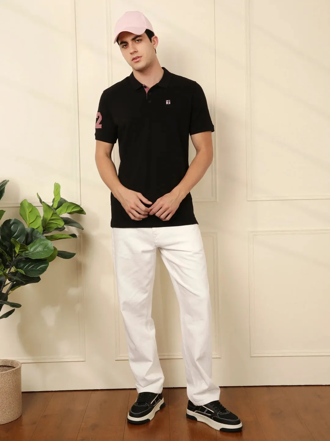 Sporty Black Regular Fit Polo T-Shirt sold by Wrogn product image thumbnail 2