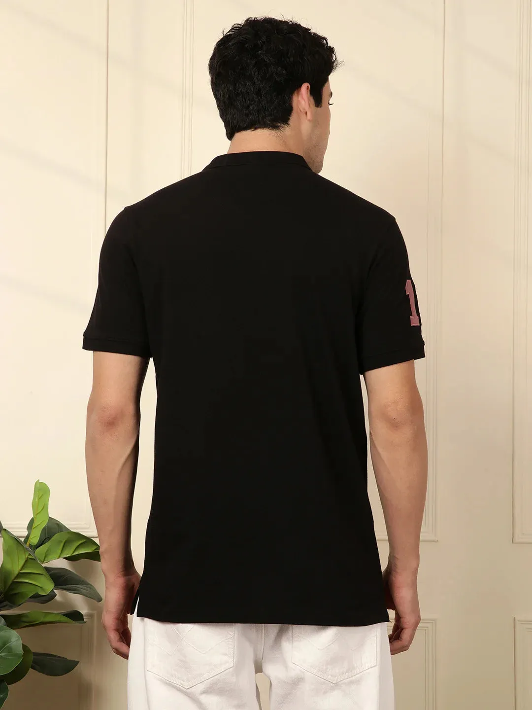 Sporty Black Regular Fit Polo T-Shirt sold by Wrogn product image thumbnail 3