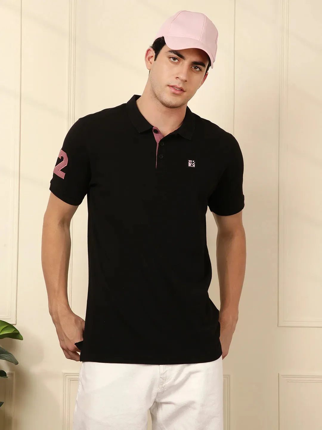 Sporty Black Regular Fit Polo T-Shirt sold by Wrogn