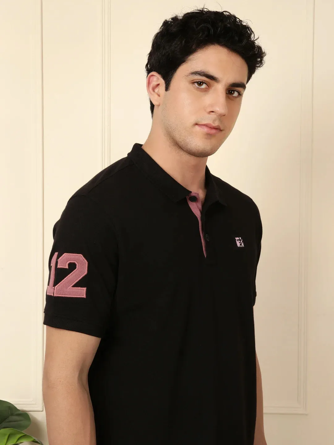 Sporty Black Regular Fit Polo T-Shirt sold by Wrogn product image thumbnail 5