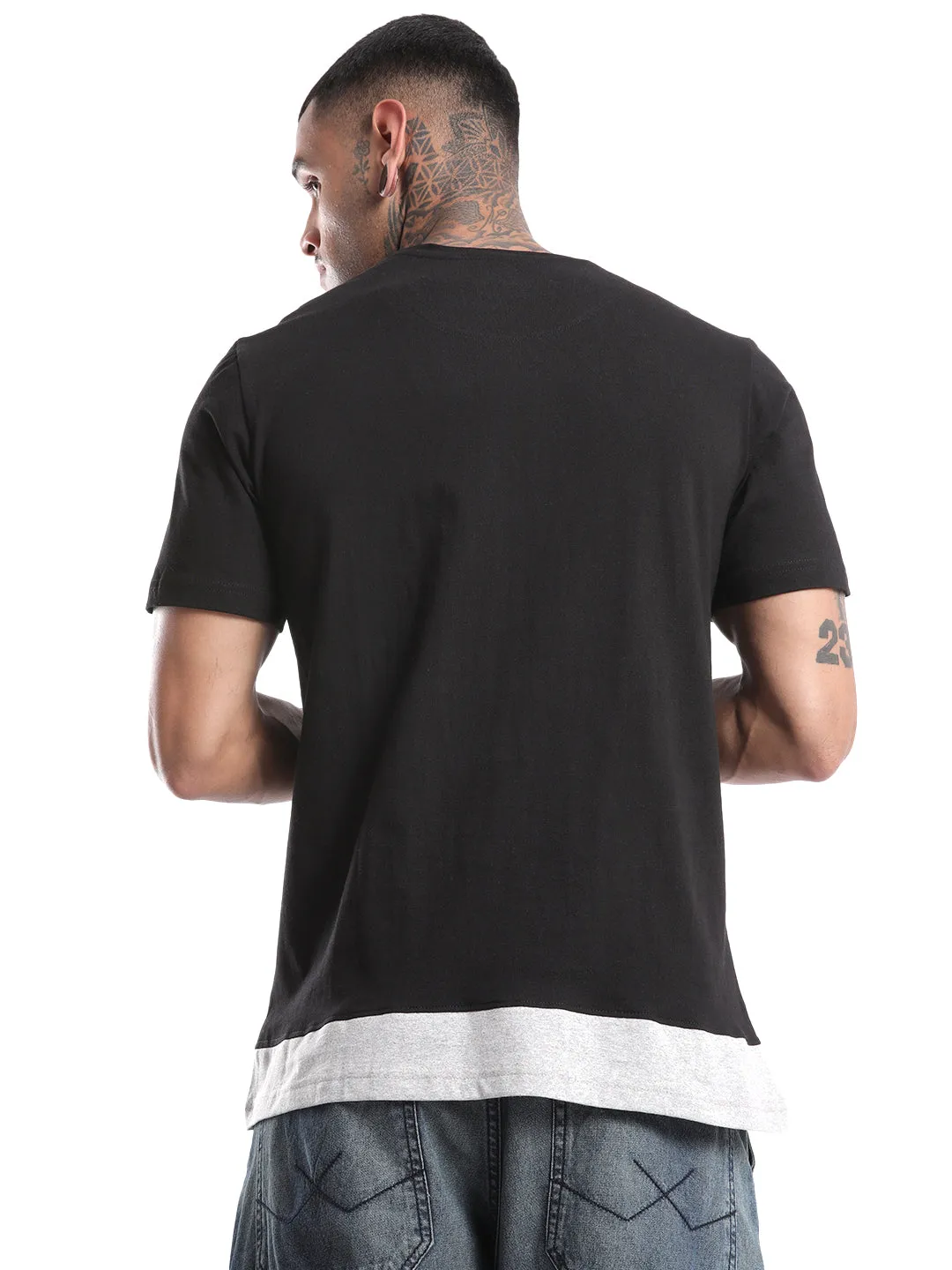 Solid Black Chest Printed T-Shirt sold by Wrogn product image thumbnail 3