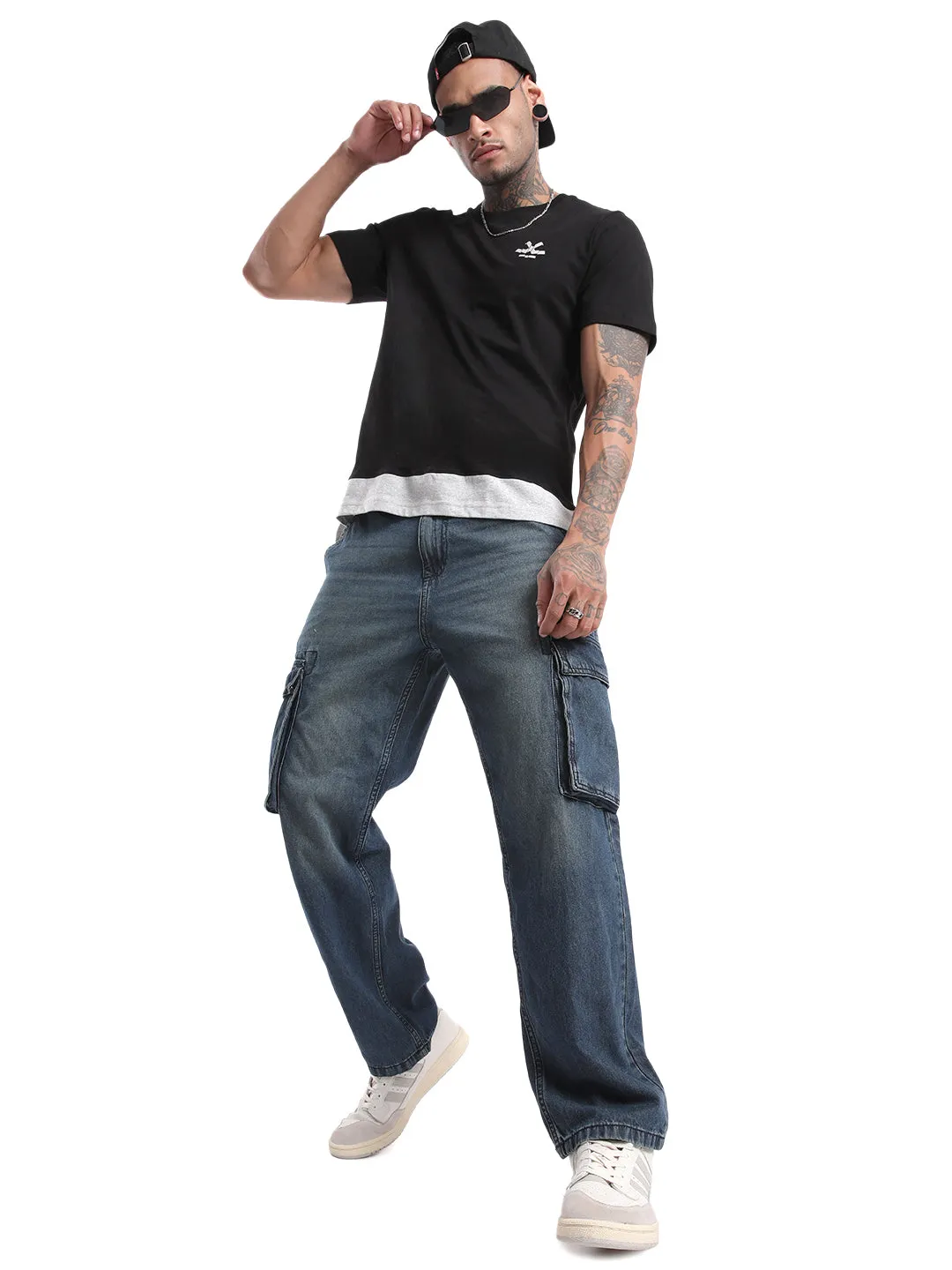 Solid Black Chest Printed T-Shirt sold by Wrogn product image thumbnail 2