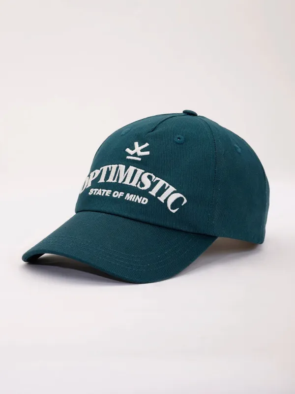 Embroidered "Optimistic" Graphic Cap | Teal made by Wrogn
