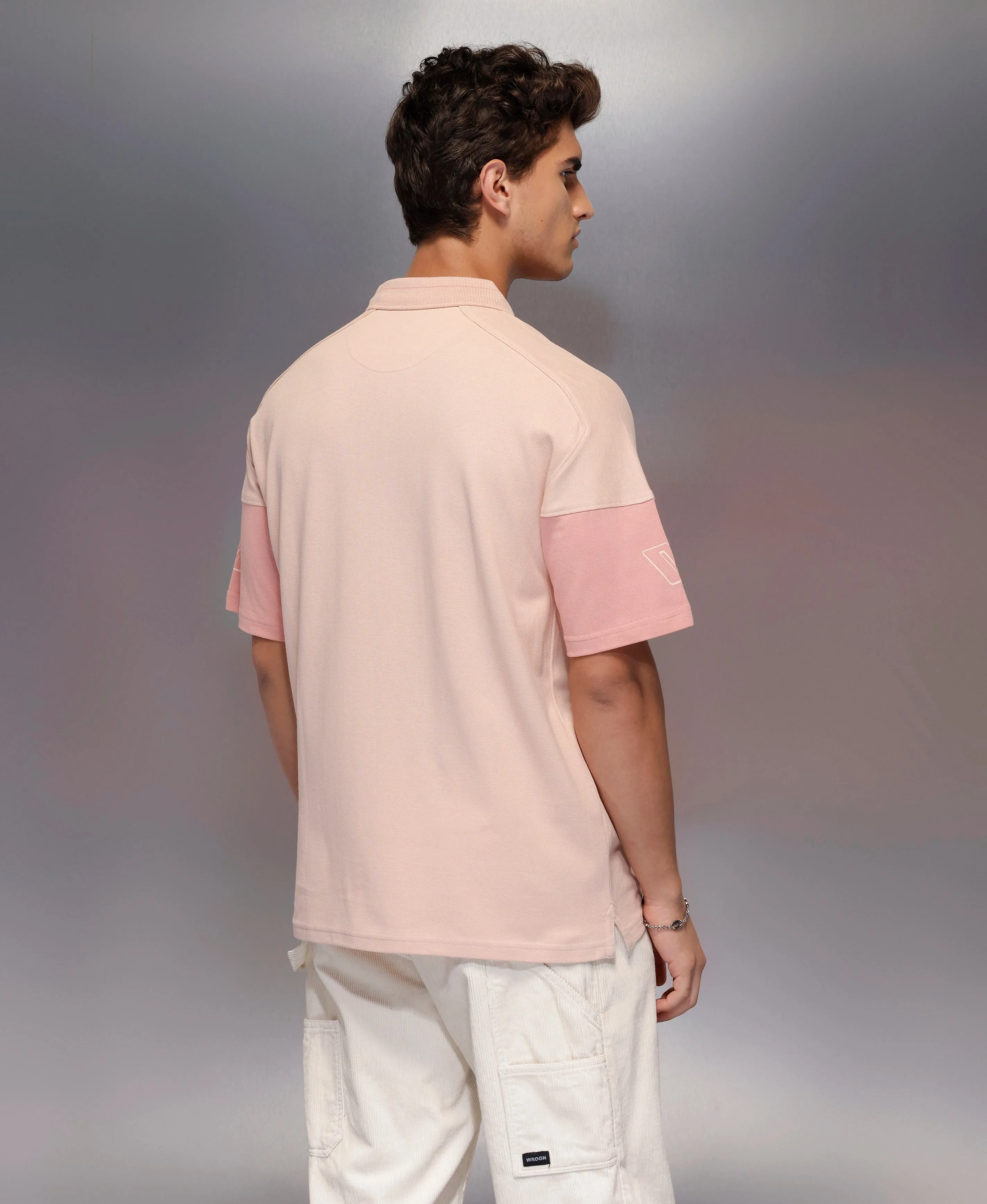 Classic Cut And Sew Polo T-Shirt | Pink sold by Wrogn product image thumbnail 3