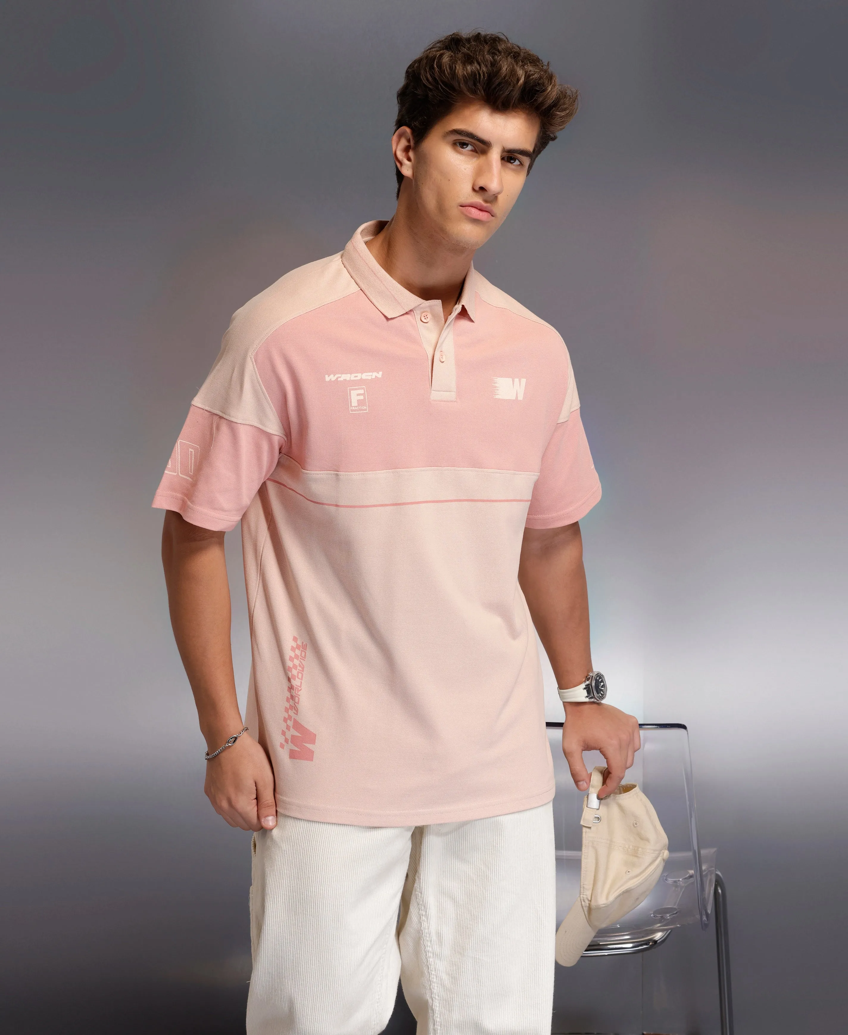 Classic Cut And Sew Polo T-Shirt | Pink sold by Wrogn