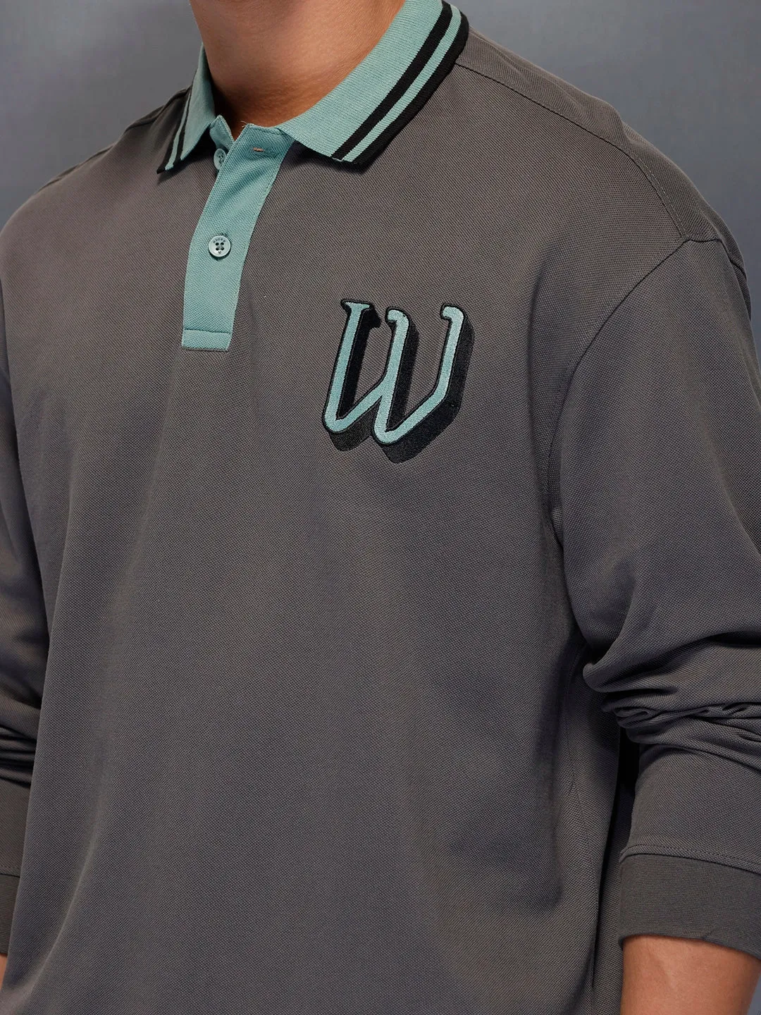 Classic Long Sleeve Polo T-Shirt | Grey sold by Wrogn product image thumbnail 5