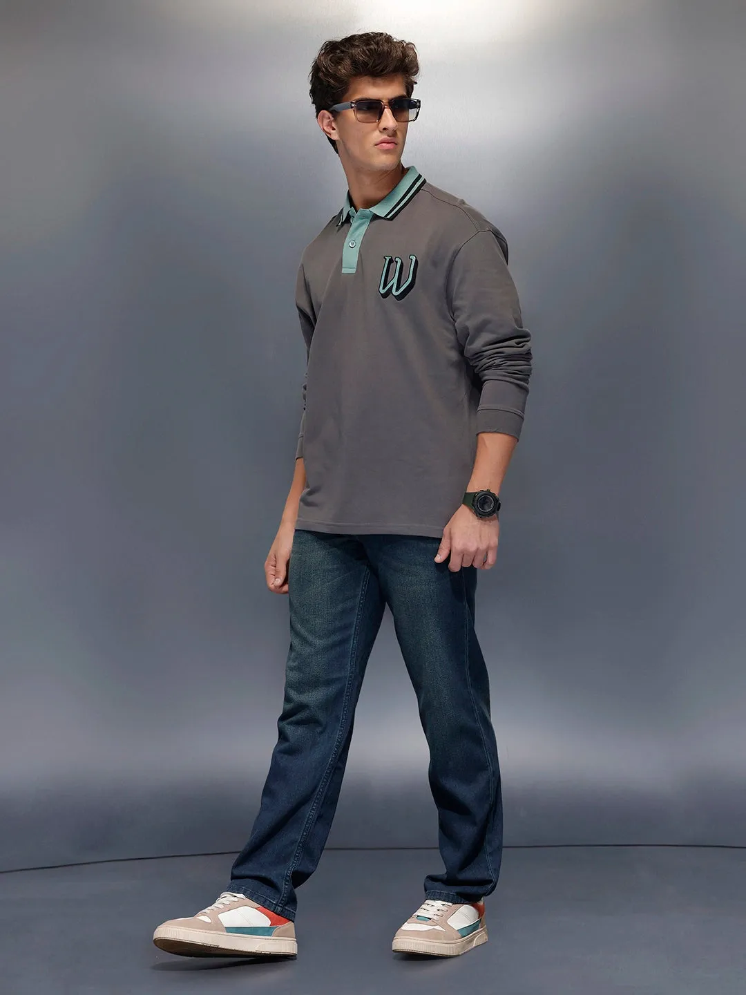 Classic Long Sleeve Polo T-Shirt | Grey sold by Wrogn product image thumbnail 2