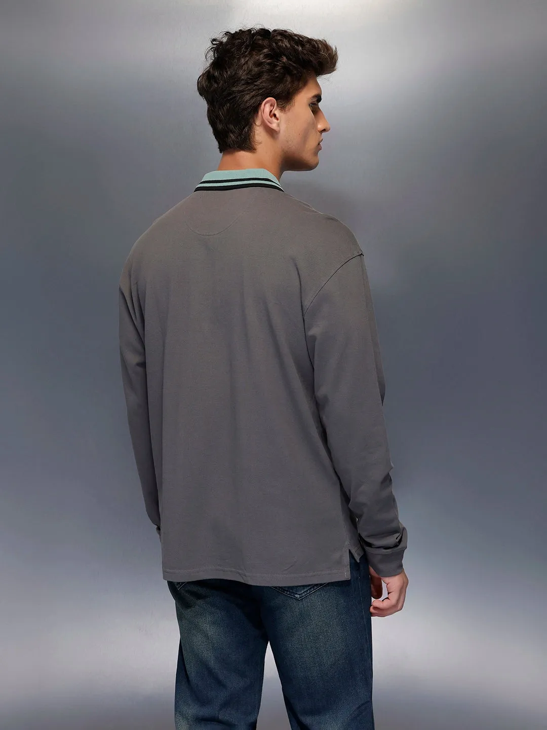 Classic Long Sleeve Polo T-Shirt | Grey sold by Wrogn product image thumbnail 3