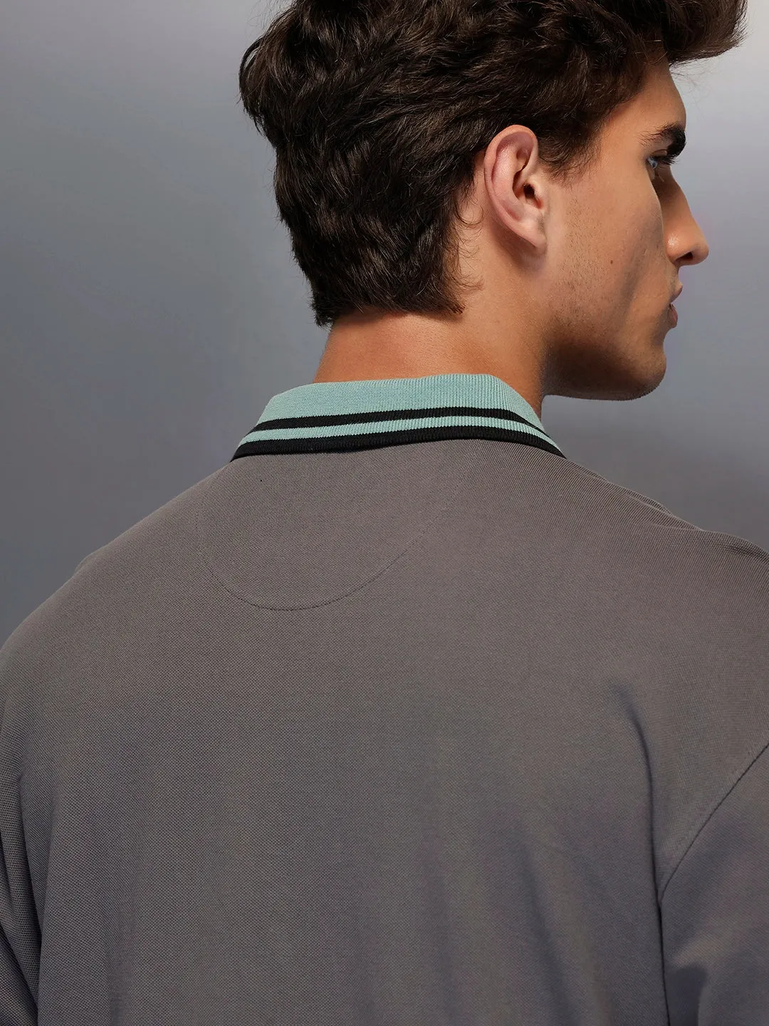 Classic Long Sleeve Polo T-Shirt | Grey sold by Wrogn product image thumbnail 4