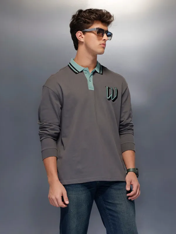 Classic Long Sleeve Polo T-Shirt   |  Grey made by Wrogn