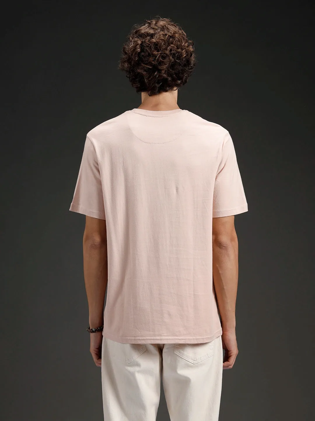 Men's Regular Fit T-shirt with Placement Graphic | Pink sold by Wrogn product image thumbnail 3