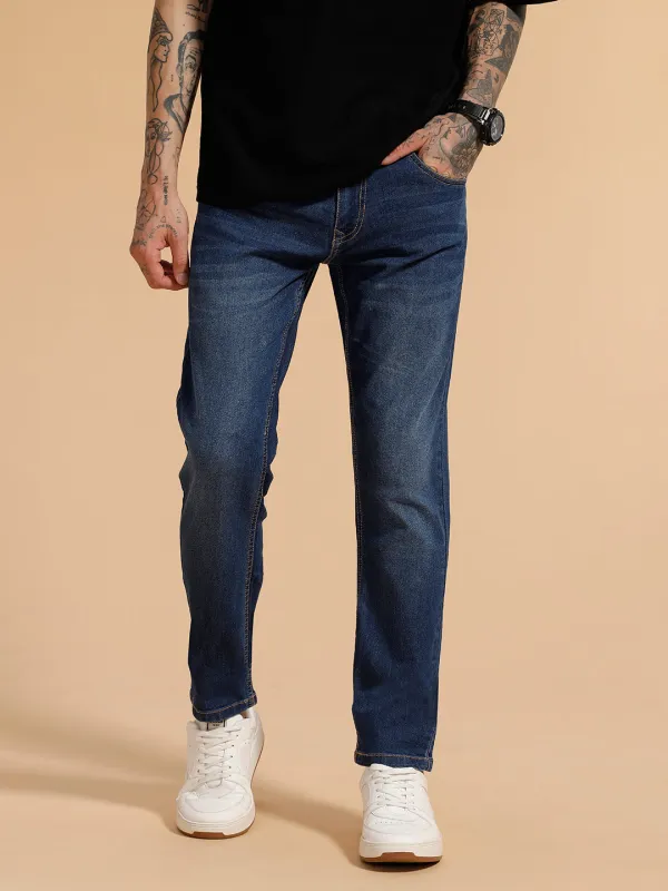 Casual Faded Slim Fit Jeans | Blue made by Wrogn