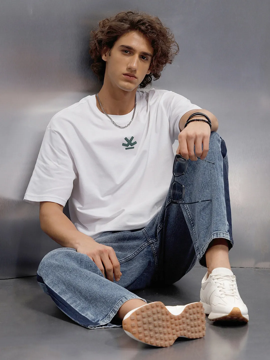 Oversized Fit T-Shirt With Embroidered & Printed Back | White sold by Wrogn product image thumbnail 2