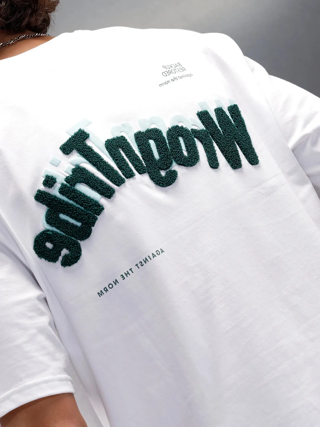 Oversized Fit T-Shirt With Embroidered & Printed Back | White sold by Wrogn product image thumbnail 3