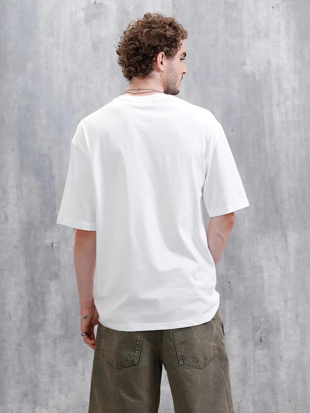 Skater Logo Printed Oversized Fit T-Shirt | White sold by Wrogn product image thumbnail 3