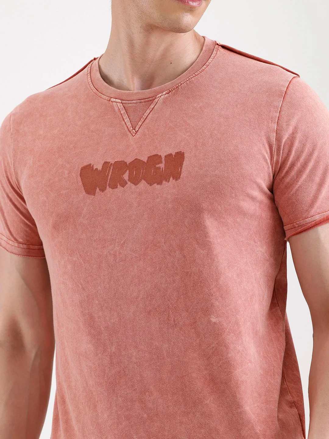 Washed Placement Printed T-Shirt | Rust sold by Wrogn product image thumbnail 5