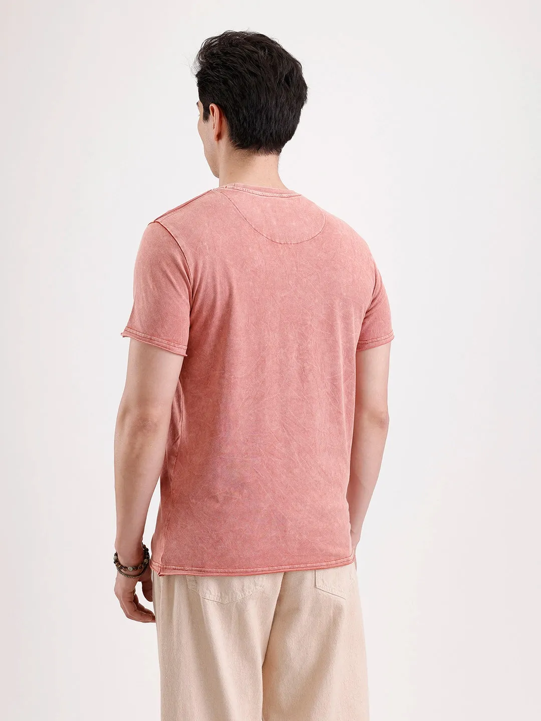Washed Placement Printed T-Shirt | Rust sold by Wrogn product image thumbnail 3