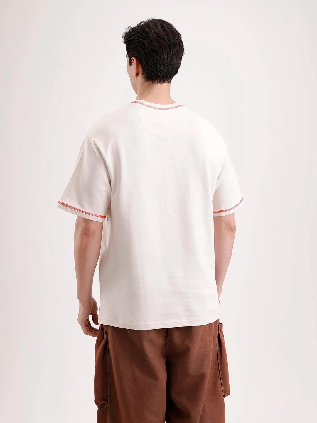 Placement Printed Oversized T-Shirt | Beige sold by Wrogn product image thumbnail 3