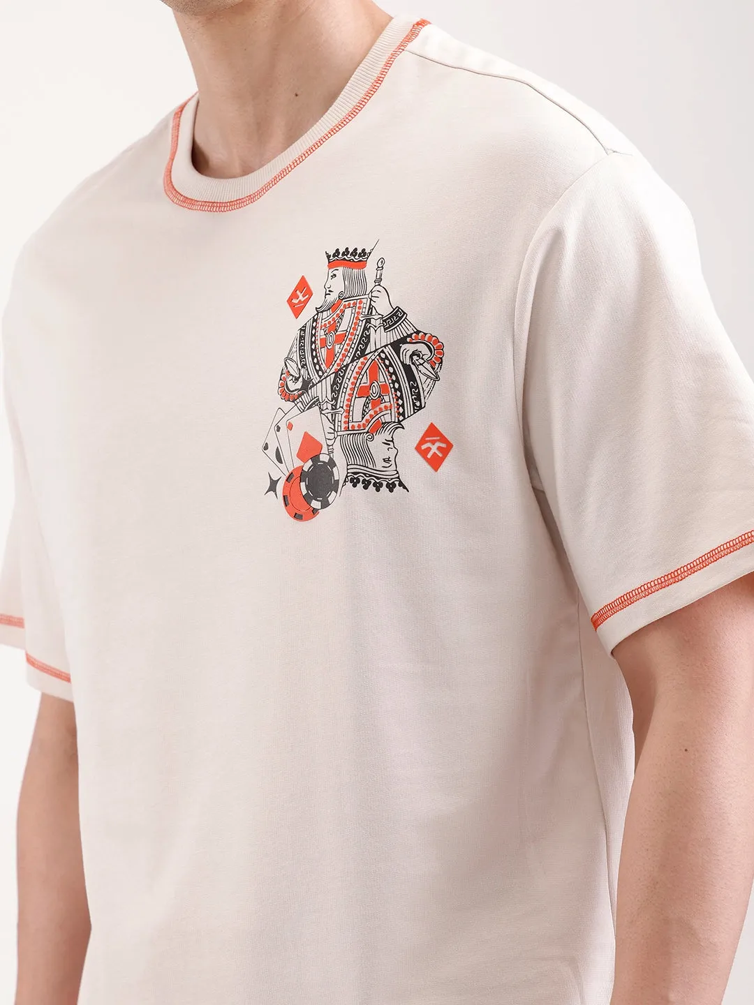 Placement Printed Oversized T-Shirt | Beige sold by Wrogn product image thumbnail 5