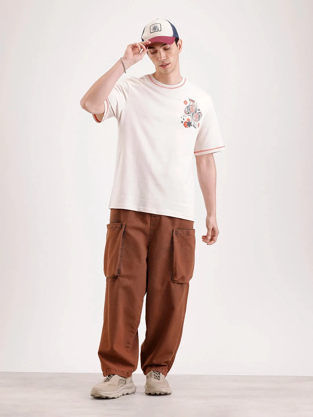 Placement Printed Oversized T-Shirt | Beige sold by Wrogn product image thumbnail 2