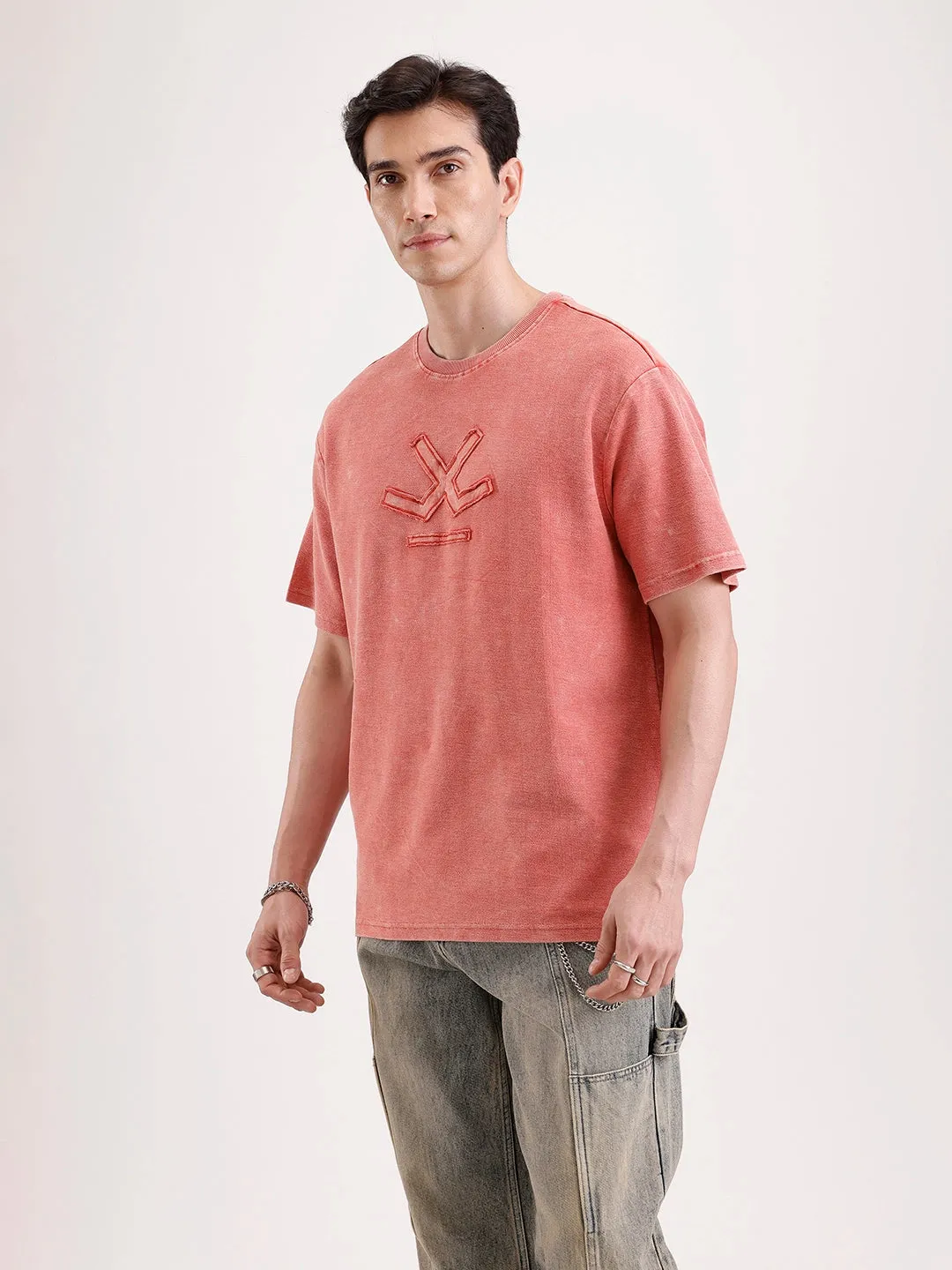 Washed Embroidery Patch T-Shirt | Rust sold by Wrogn product image thumbnail 4