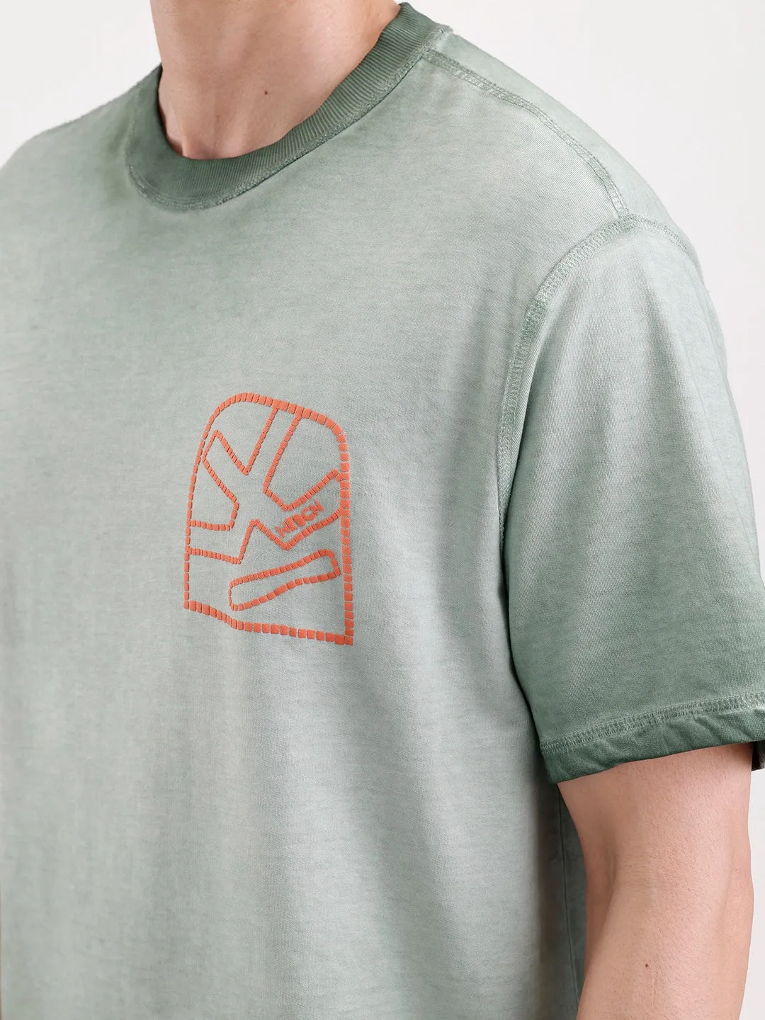 Washed Puff Printed Oversized T-Shirt | Olive sold by Wrogn product image thumbnail 5