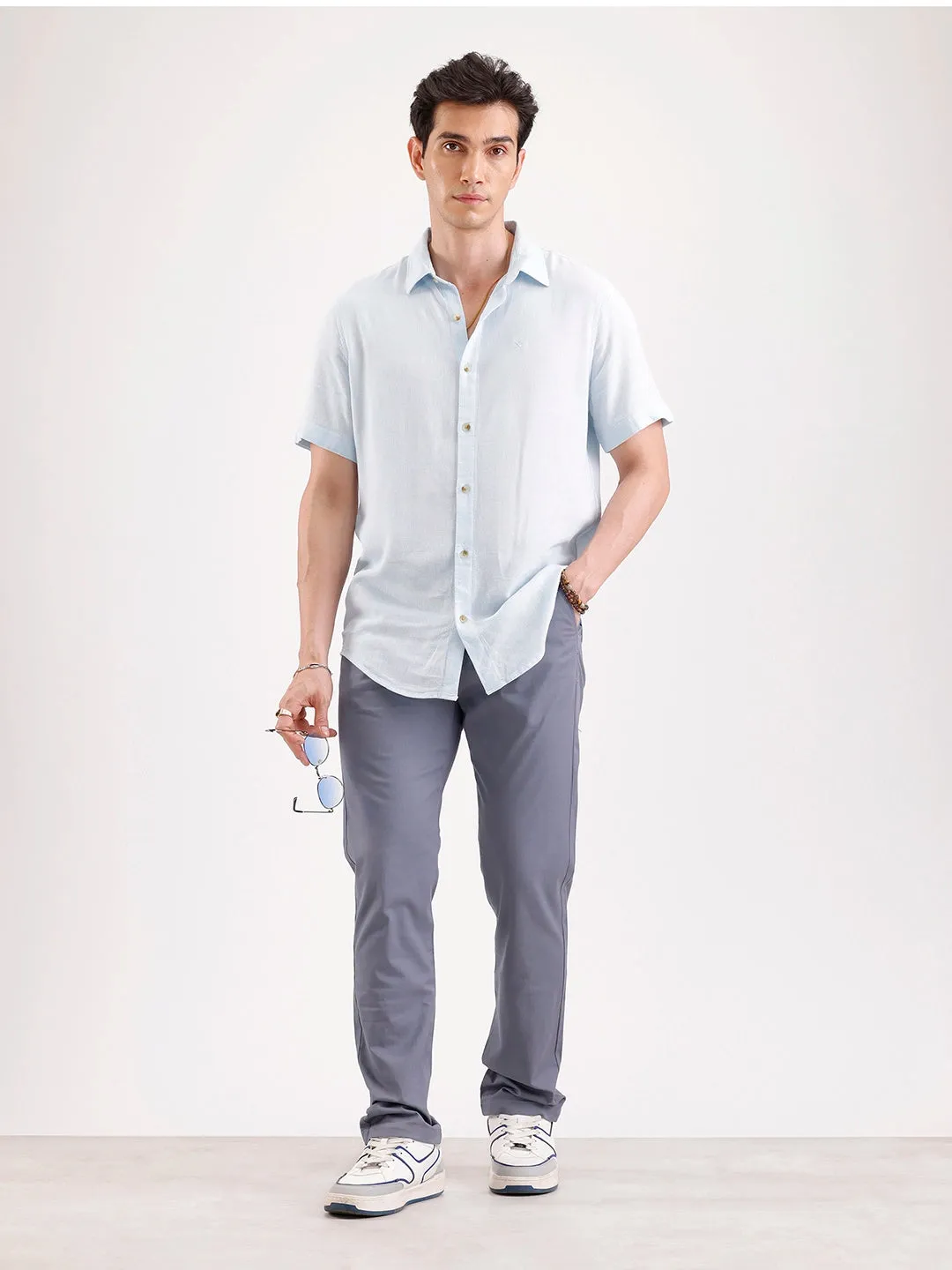 Solid Slim Fit Trouser | Grey sold by Wrogn product image thumbnail 2