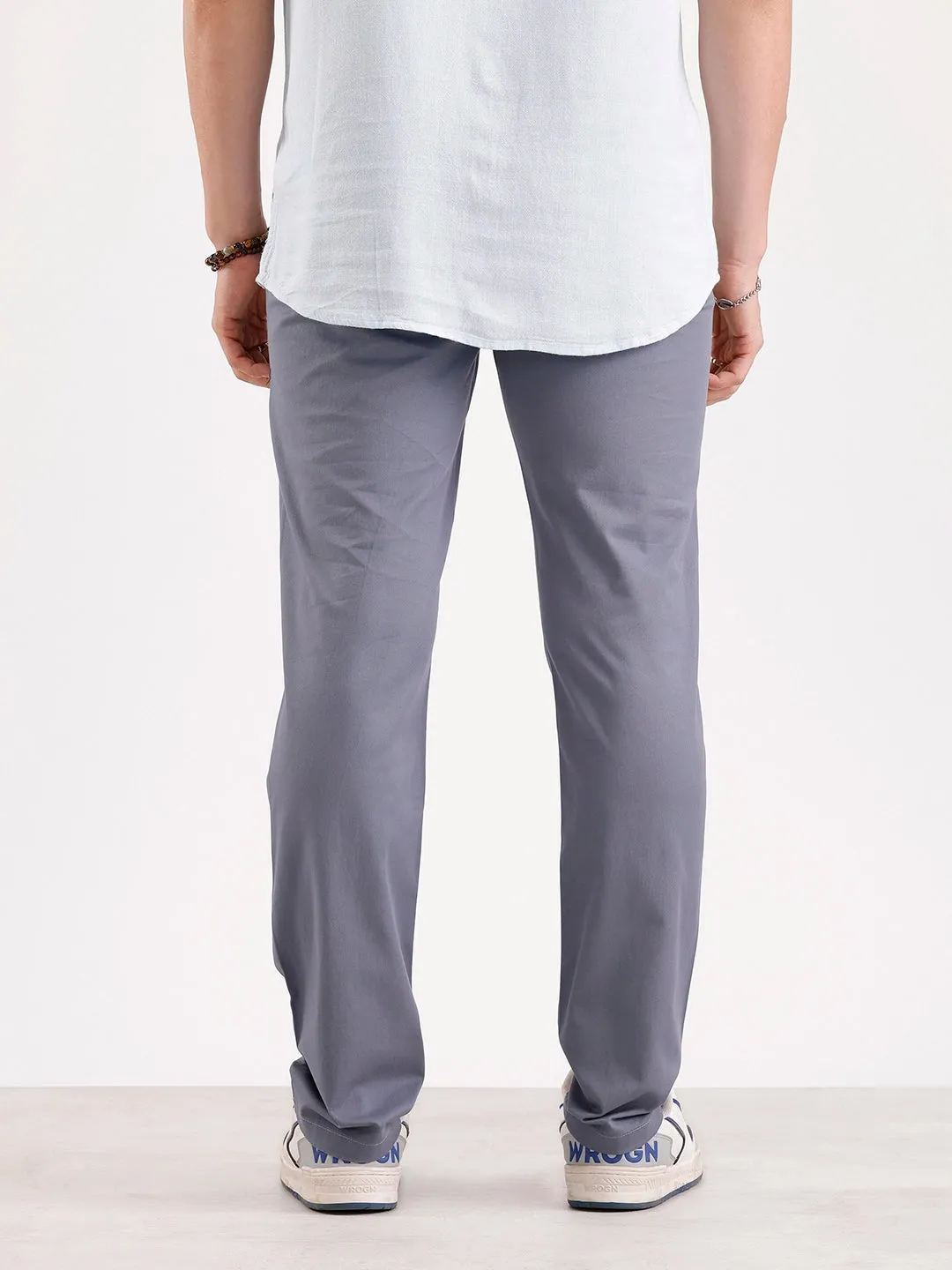 Solid Slim Fit Trouser | Grey sold by Wrogn product image thumbnail 3