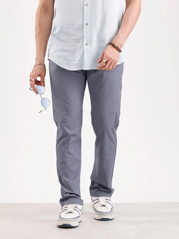 Solid Slim Fit Trouser   |  Grey made by Wrogn