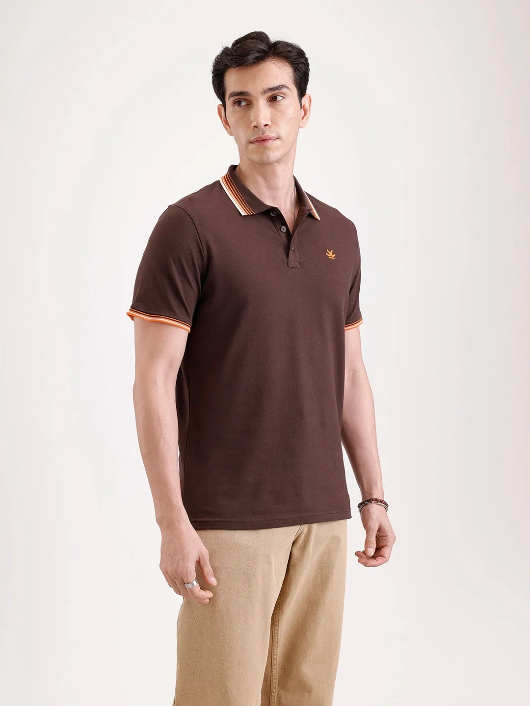 Tipping Collar Polo T-Shirt | Brown sold by Wrogn product image thumbnail 4