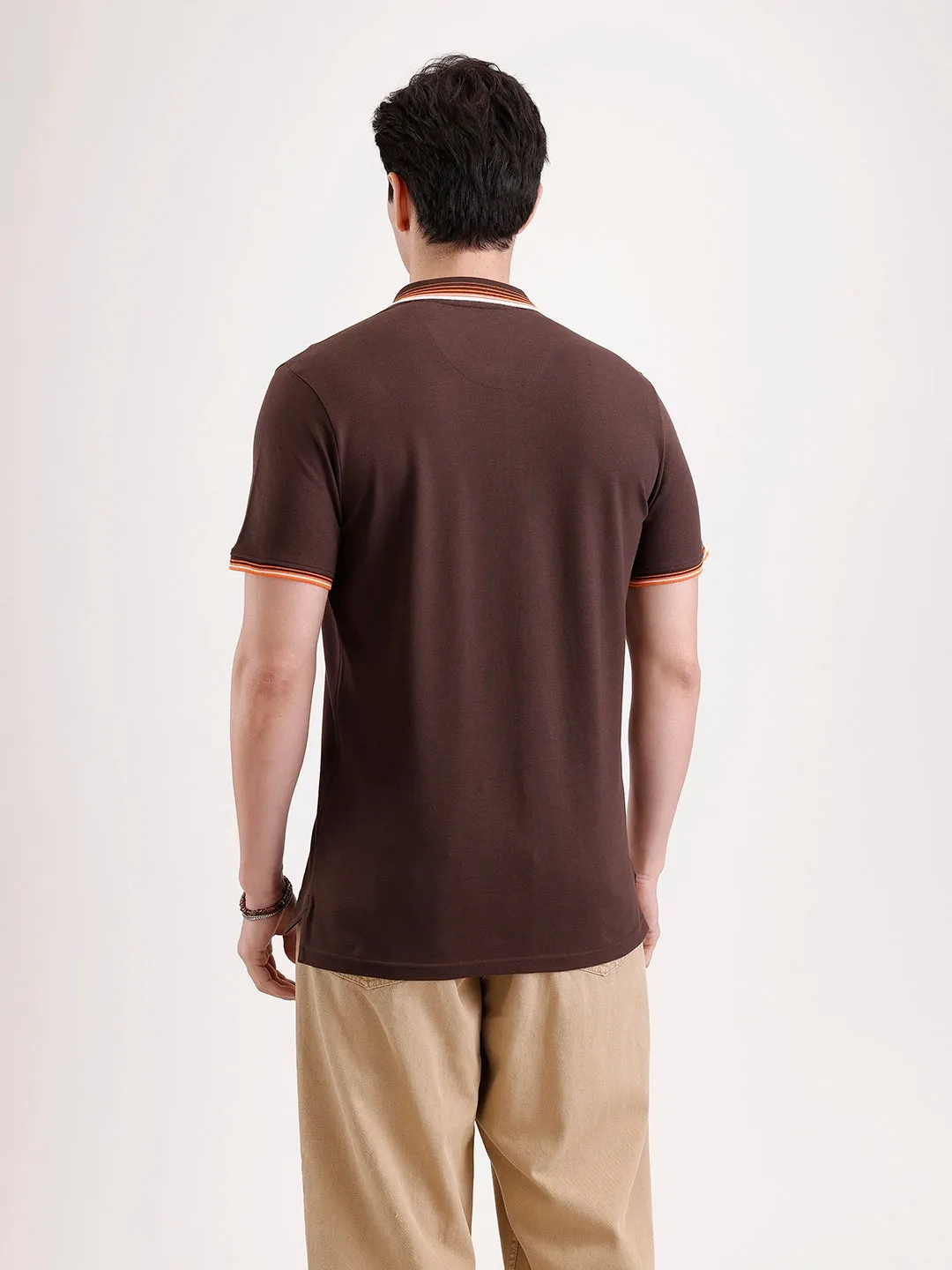 Tipping Collar Polo T-Shirt | Brown sold by Wrogn product image thumbnail 3