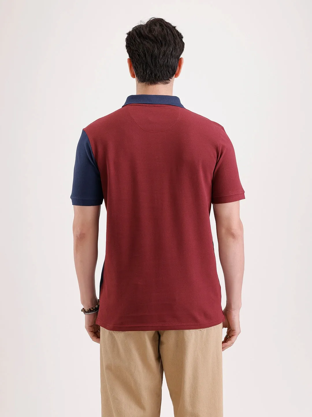 Cut & Sew Polo T-Shirt | Maroon sold by Wrogn product image thumbnail 3
