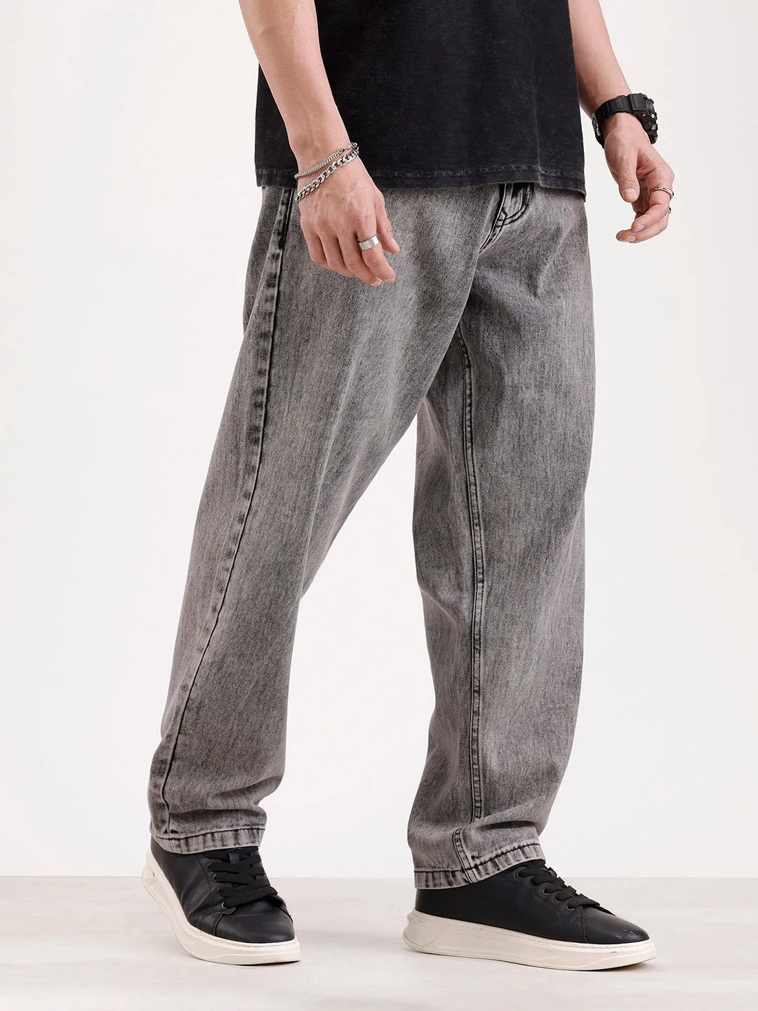 Classic Loose Fit Denim Jeans | Grey sold by Wrogn product image thumbnail 4