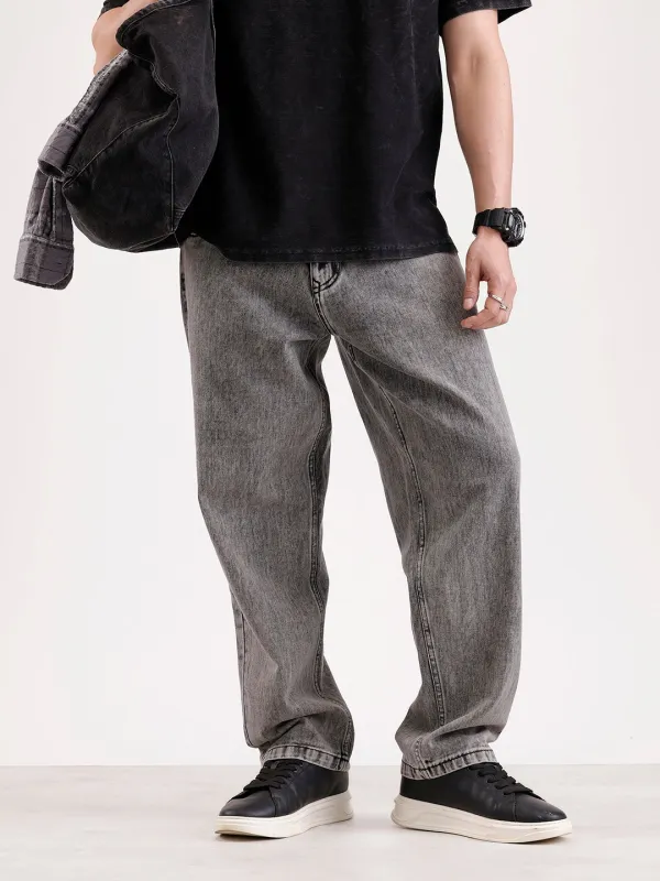 Classic Loose Fit Denim Jeans | Grey sold by Wrogn