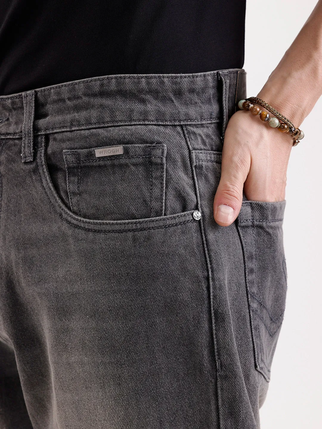 Washed Anit Fit Denim Jeans | Grey sold by Wrogn product image thumbnail 5