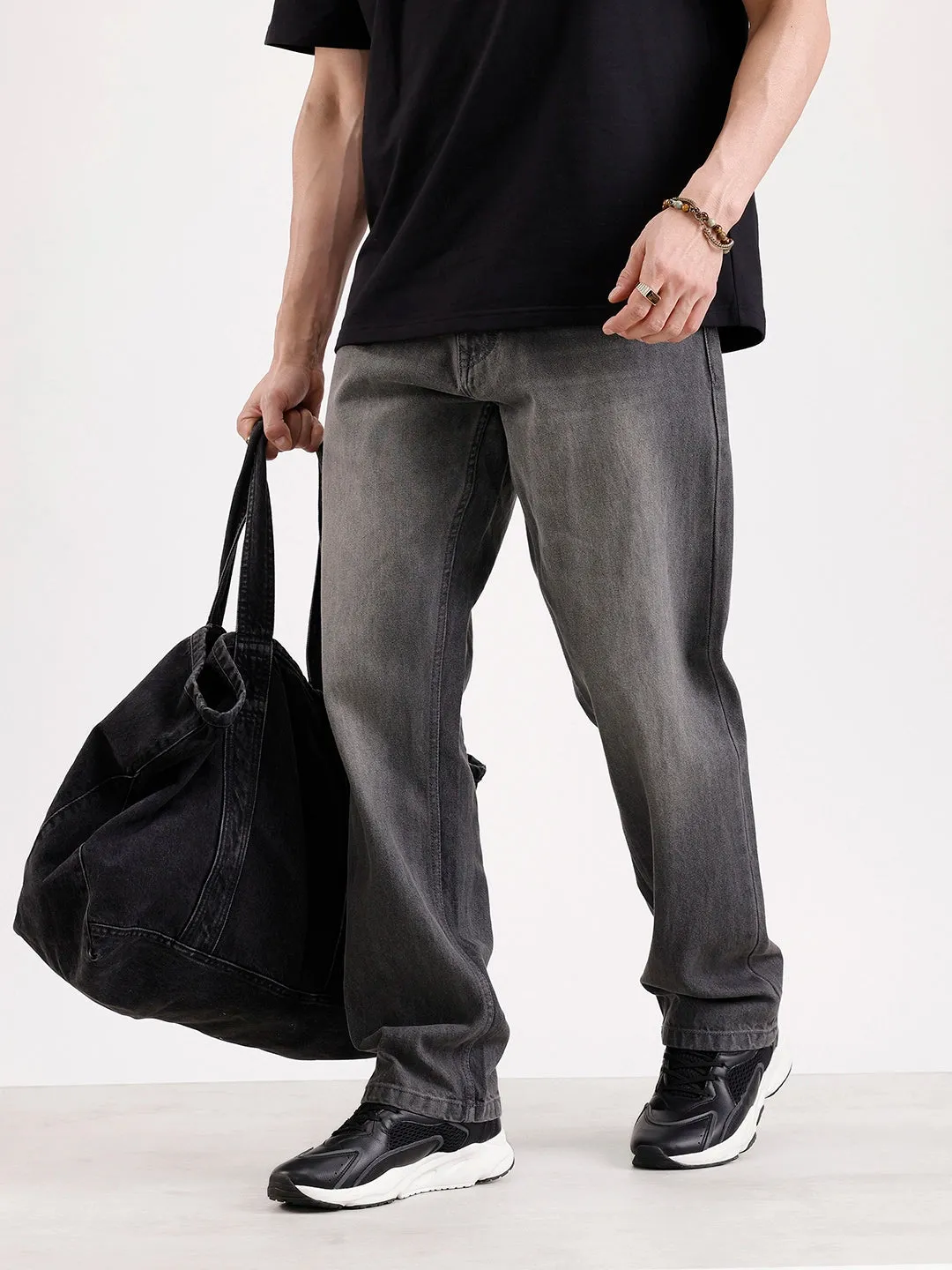 Washed Anit Fit Denim Jeans | Grey sold by Wrogn