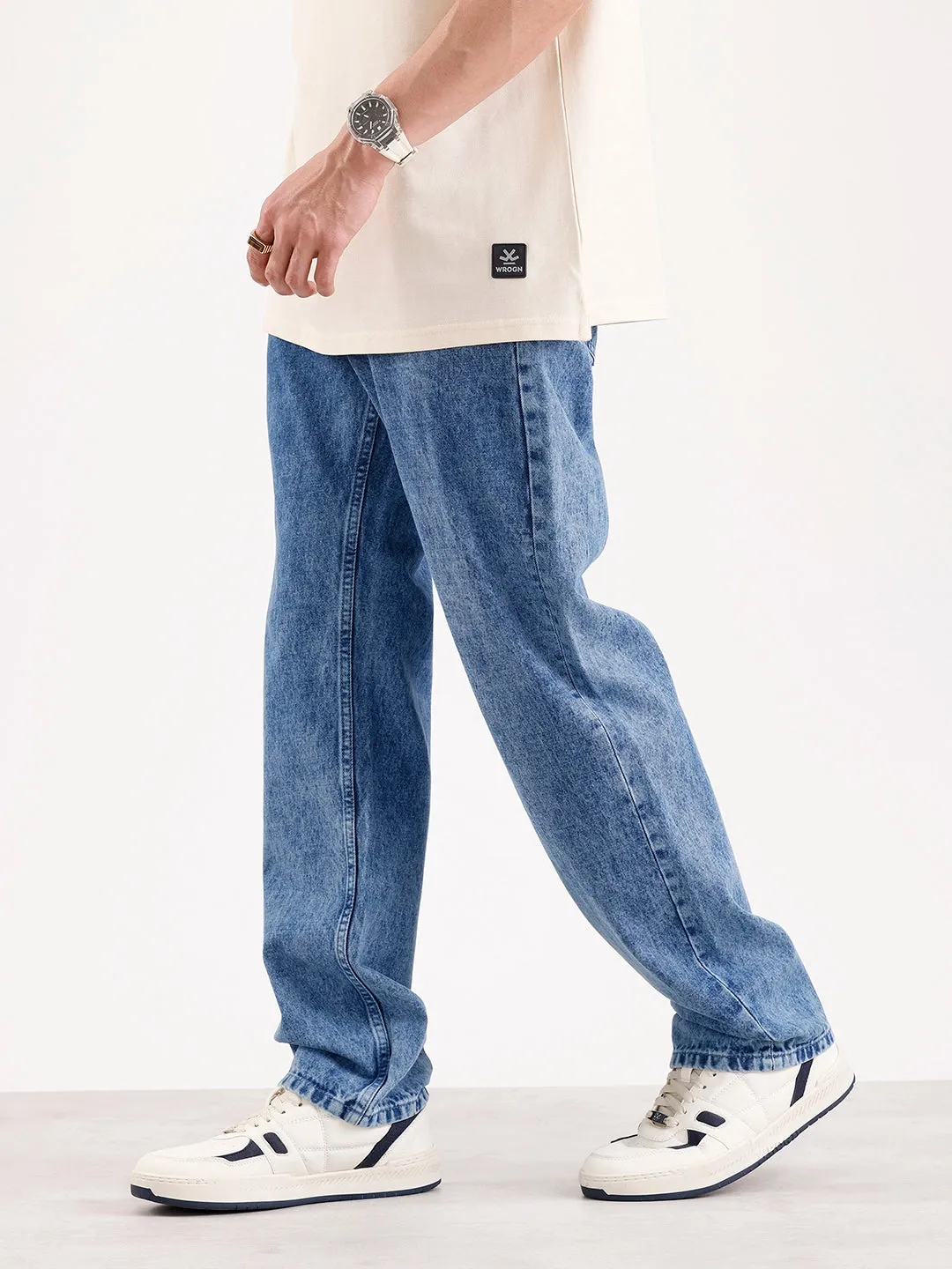 Washed Anti Fit Denim Jeans | Blue sold by Wrogn product image thumbnail 4