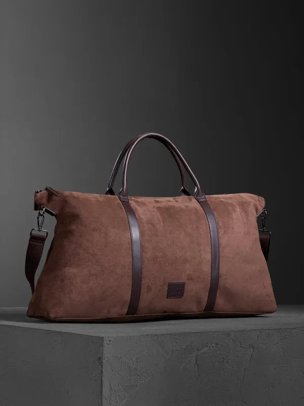 Suede Weekender Duffle | Brown (55L) made by Wrogn