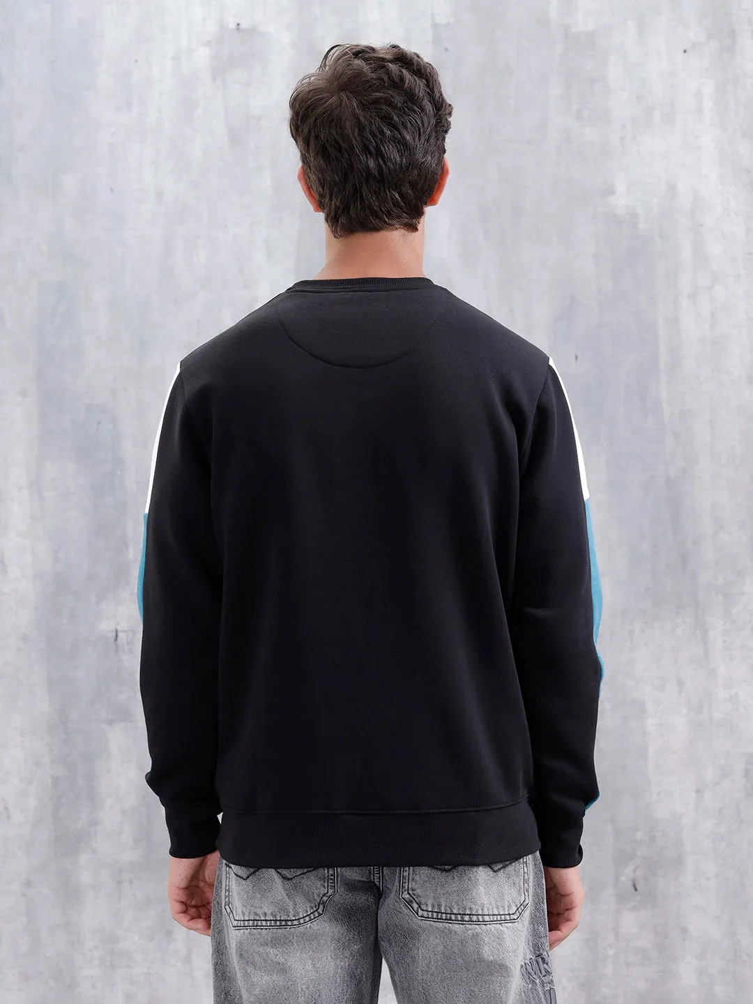 Solid Casual Slim Fit Sweatshirt | Black sold by Wrogn product image thumbnail 3