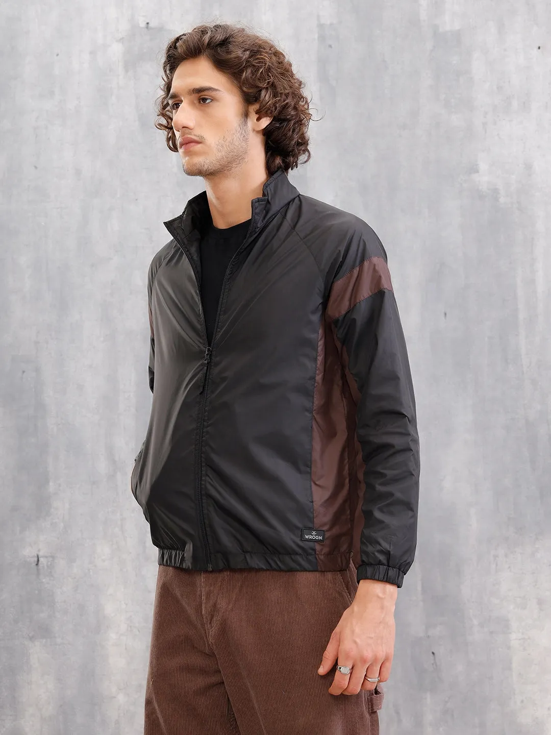 Soild Casual Bomber Jacket | Black sold by Wrogn product image thumbnail 4