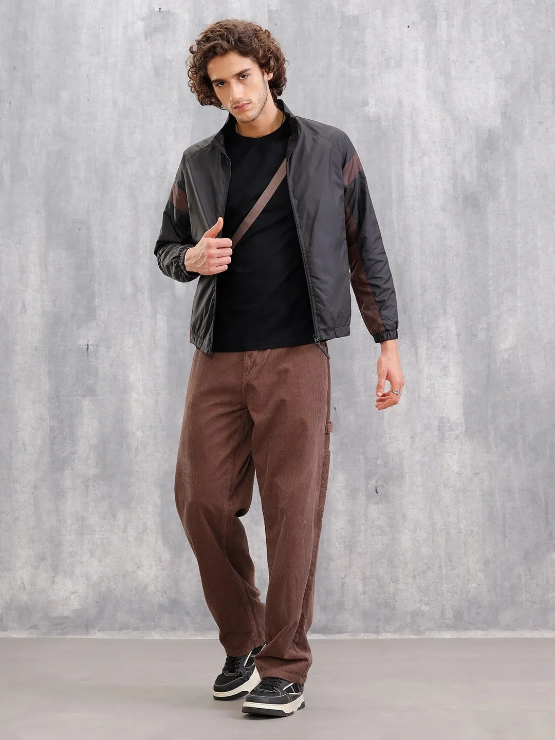 Soild Casual Bomber Jacket | Black sold by Wrogn product image thumbnail 2