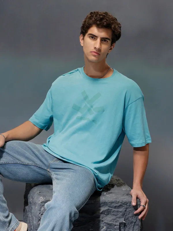 Wrogn Branded Oversized Casual Tee | Teal sold by Wrogn